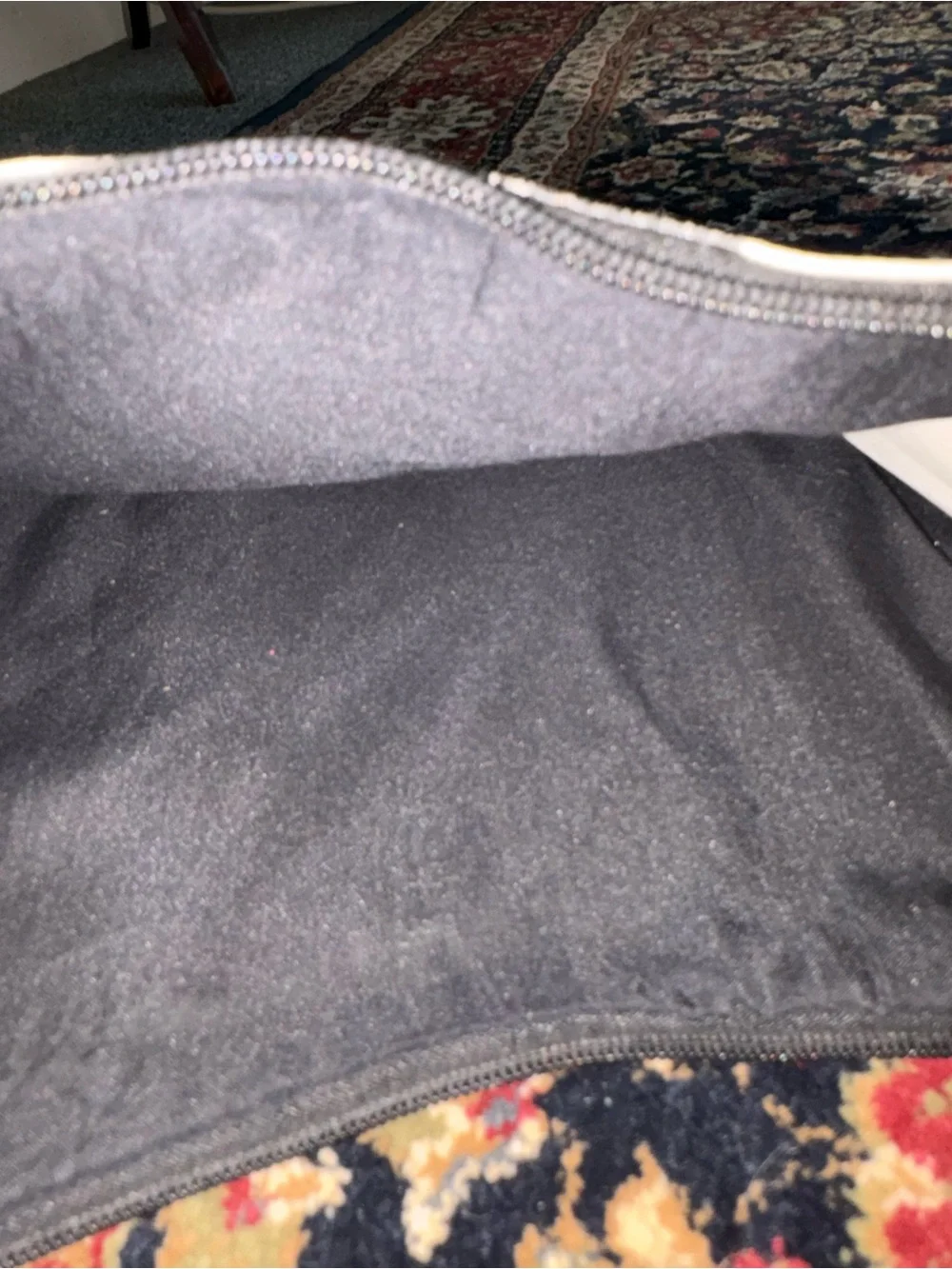 Cow-Print Black & Cream Hobo Bag with Red Trim